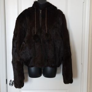 ❄🌬Genuine Rabbit Fur Brown Jacket with Hood❄